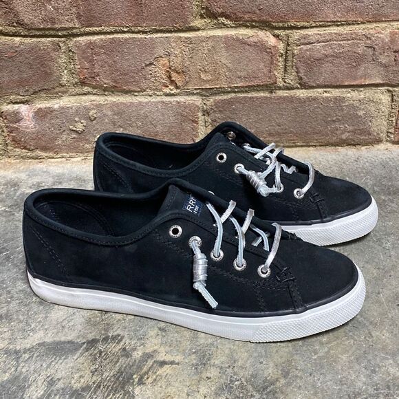 Sperry Seacoast Wash Black Leather Sneaker Size 6.5 NEW - Picture 2 of 10